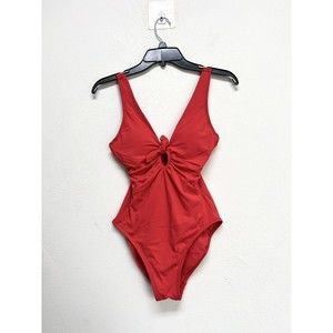 Robin Piccone Red One-Piece Swimsuit with Front Knot